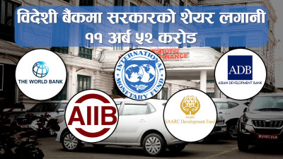 विदेशी बैंकमा सरकारको शेयर लगानी ११ अर्ब ५२ करोड