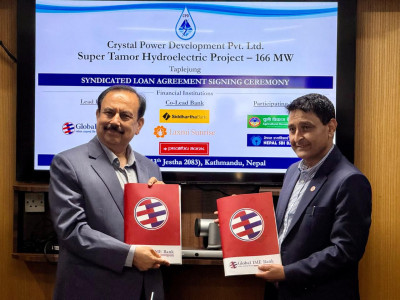 १६६ मेगावाट सुपर तमोर जलविद्युत आयोजनाका लागि १९ अर्ब रुपैयाँ वित्तीय व्यवस्थापनसम्बन्धी सम्झौता