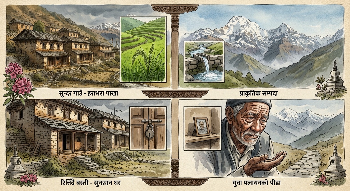 दशैँ अनुभव : विकासले उज्यालिएका बस्ती, युवाविहीन गाउँ र रित्तिँदै गएको देश