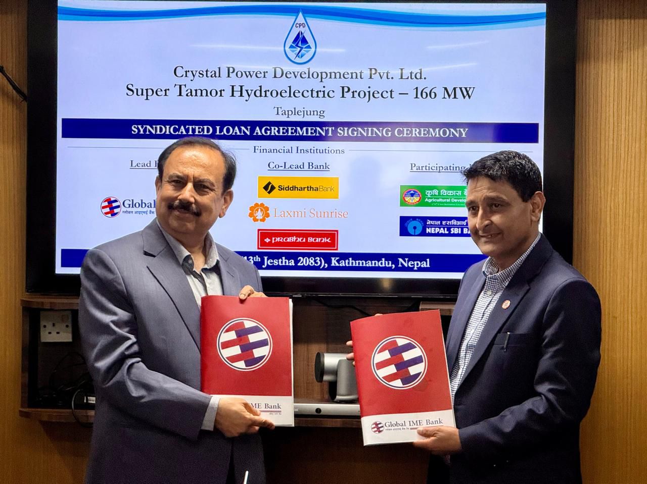 १६६ मेगावाट सुपर तमोर जलविद्युत आयोजनाका लागि १९ अर्ब रुपैयाँ वित्तीय व्यवस्थापनसम्बन्धी सम्झौता